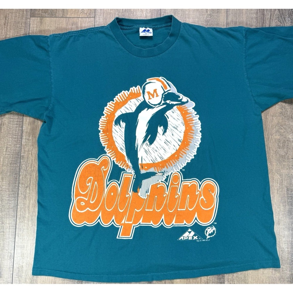 Vintage Apex One Miami Dolphins 1993 Single Stitch Shirt Mens Sz XL USA Made NFL